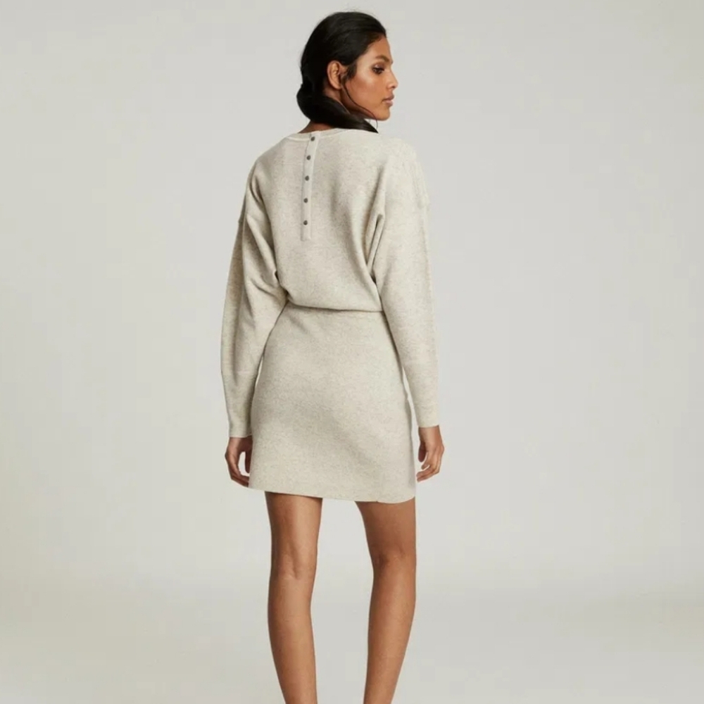 Reiss Cream Long-Sleeve Knit Dress - Picture 2 of 7